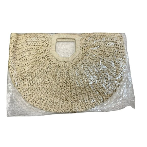 Anthropologie Natural Beige Ramla Woven Raffia Clutch Handbag - Picture 2 of 4